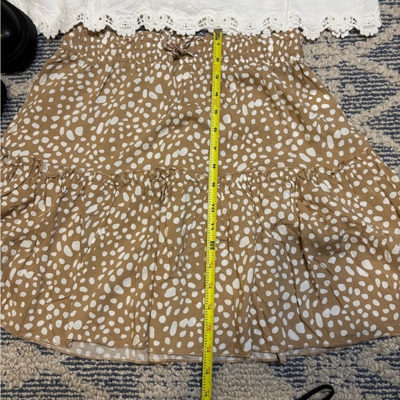 Chic Tan Polka Dot Skater Skirt - Picture 2 of 6